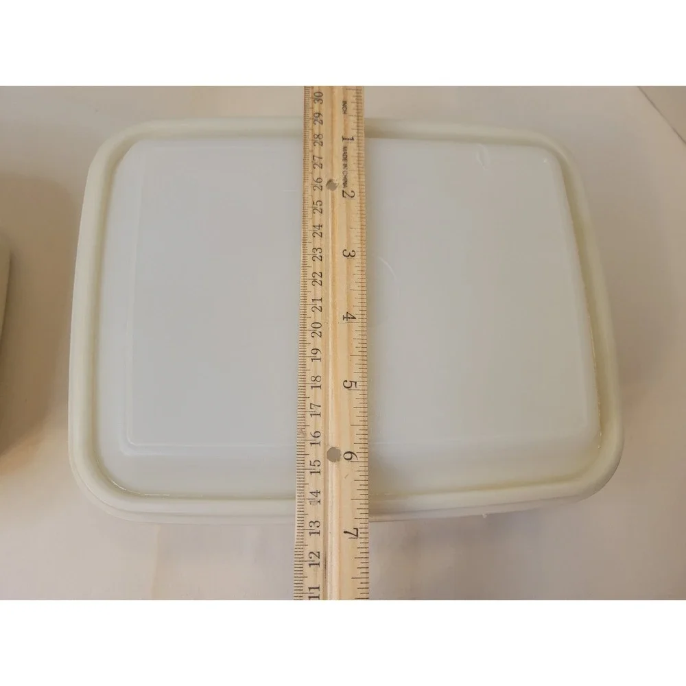 Tupperware Freeze N Save Ice Cream Keeper Set 2 Beige Rectangular Containers